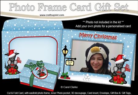 Xmas Scottie Dog's Present Easicut Photo Frame Card Gift Set