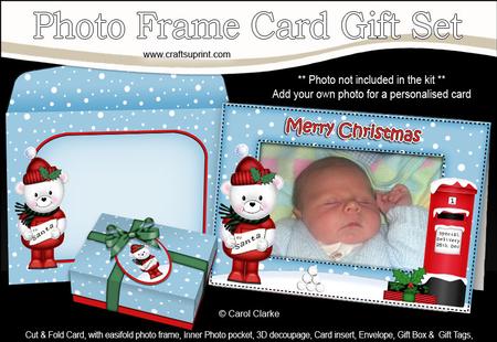 Xmas Teddy Ed's Letter Easicut Photo Frame Card Gift Set