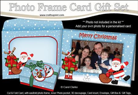 Xmas Santa & Rudolph Easicut Photo Frame Card Gift Set