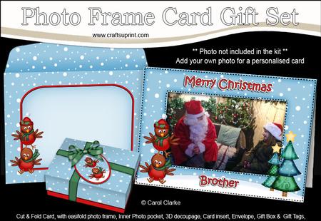 Xmas Brother Penguins Easicut Photo Frame Card Gift Set