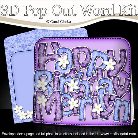 3D 60th Birthday Merrilyn Flowers Pop Out Word Card