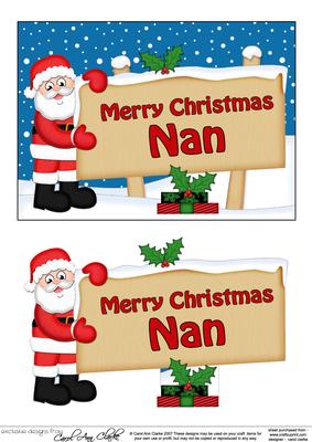 Xmas Nan Santa Signpost 5x7 Easicut Decoupage