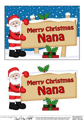 Xmas Nana Santa Signpost 5x7 Easicut Decoupage