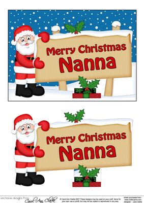 Xmas Nanna Santa Signpost 5x7 Easicut Decoupage