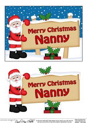 Xmas Nanny Santa Signpost 5x7 Easicut Decoupage