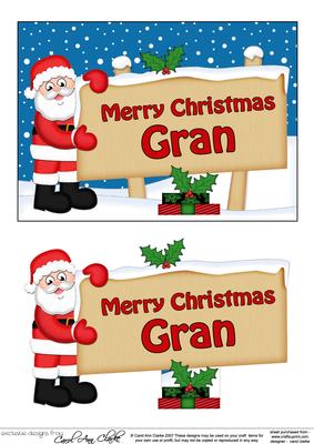 Xmas Gran Santa Signpost 5x7 Easicut Decoupage