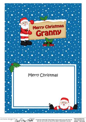 Xmas Granny Santa Signpost 5x7 Matching Insert