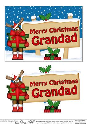 Xmas Grandad Rudolph Signpost 5x7 Easicut Decoupage