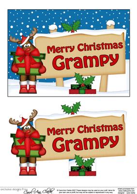 Xmas Grampy Rudolph Signpost 5x7 Easicut Decoupage