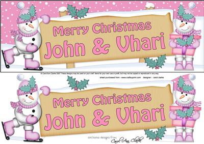 Xmas John & Vhari Snowmen Signpost Lge Dl Decoupage