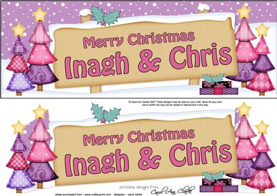 Xmas Inagh & Chris Trees Signpost Lge Dl Decoupage