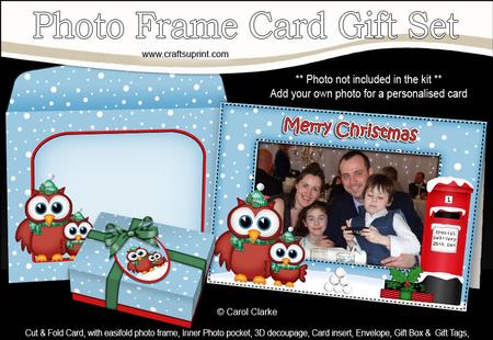 Xmas Owls Easicut Photo Frame Card Gift Set