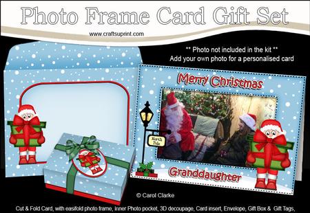 Xmas Granddaughter Santa Easicut Photo Frame Card Gift Set