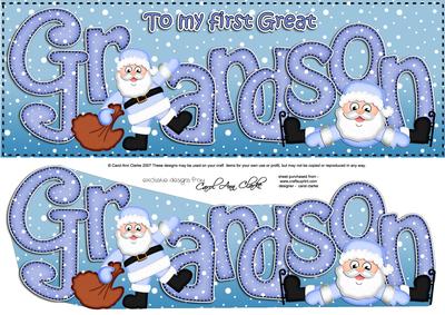 Xmas 1st Great Grandson Santa Large Dl & 3D Decoupage