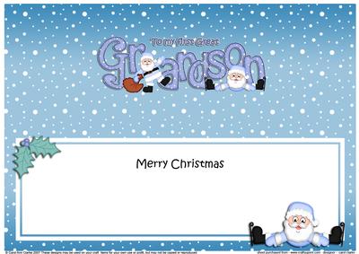 Xmas 1st Great Grandson Santa Matching Large Dl Insert