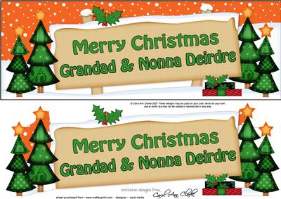 Xmas Grandad & Nonna Deirdre Trees Signpost Lge Dl Decoupage