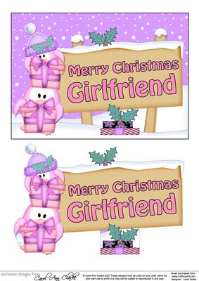 Xmas Girlfriend Penguins Signpost 5x7 Easicut Decoupage