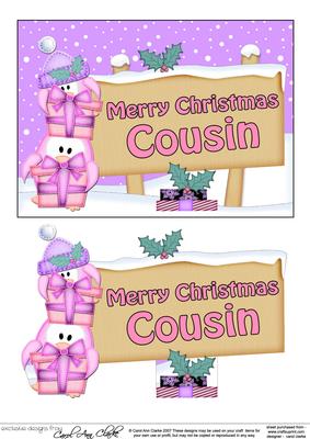 Xmas Cousin Penguins Signpost 5x7 Easicut Decoupage