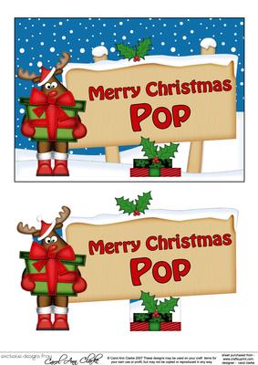 Xmas Pop Rudolph Signpost 5x7 Easicut Decoupage