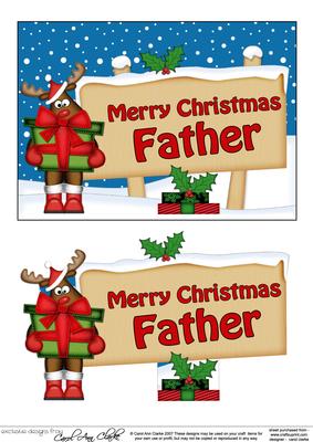 Xmas Father Rudolph Signpost 5x7 Easicut Decoupage