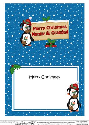 Xmas Nanny & Grandad Penguins Signpost 5x7 Matching Insert
