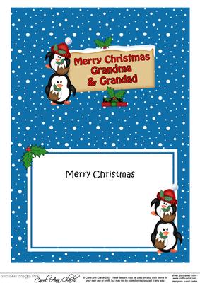 Xmas Grandma & Grandad Penguins Signpost 5x7 Matching Insert