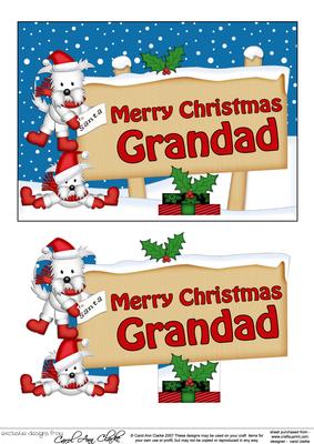Xmas Grandad Westie Dog Signpost 5x7 Decoupage