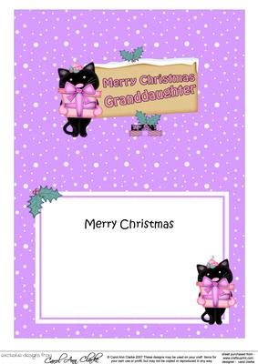 Xmas Granddaughter Cat Signpost 5x7 Matching Insert