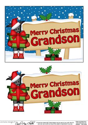 Xmas Grandson Scottie Dog Signpost 5x7 Decoupage