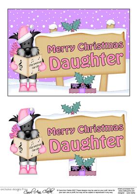 Xmas Daughter Scottie Dog Signpost 5x7 Decoupage