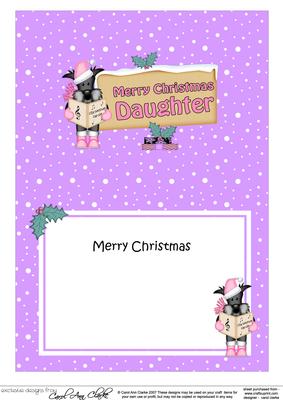 Xmas Daughter Scottie Dog Signpost 5x7 Matching Insert