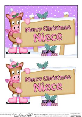 Xmas Niece Gigi Horse Signpost 5x7 Decoupage