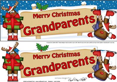 Xmas Grandparents Rudolph Signpost Lge Dl Decoupage