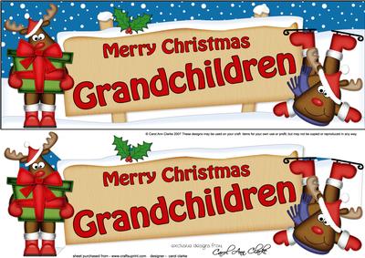 Xmas Grandchildren Rudolph Signpost Lge Dl Decoupage