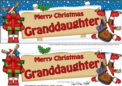 Xmas Granddaughter Rudolph Signpost Lge Dl Decoupage