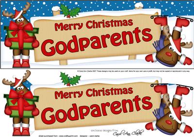 Xmas Godparents Rudolph Signpost Lge Dl Decoupage