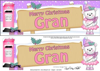 Xmas Gran Teddy Tess Signpost Lge Dl Decoupage