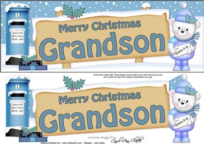 Xmas Grandson Teddy Ed Signpost Lge Dl Decoupage