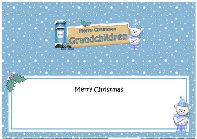 Xmas Grandchildren Teddy Ed Signpost Large Dl Insert