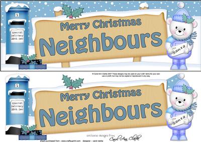 Xmas Neighbours Teddy Ed Signpost Lge Dl Decoupage