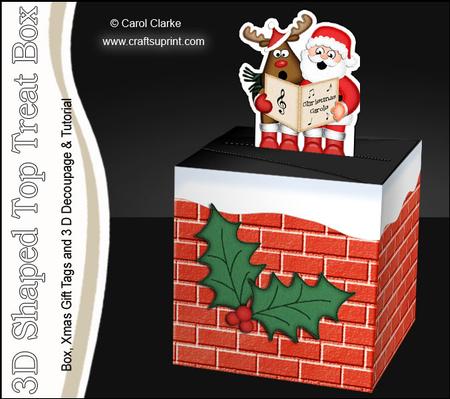 3D Xmas Singing Santa & Rudolph Shaped Top Gift Box Mini Kit