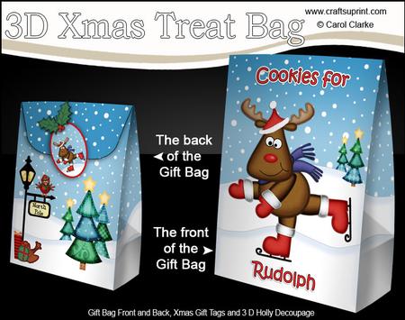 3D Xmas Cookies for Rudolph Large Gift Bag Mini Kit