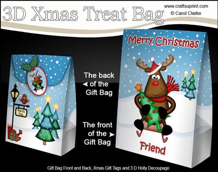 3D Xmas Friend Rudolph Large Gift Bag Mini Kit