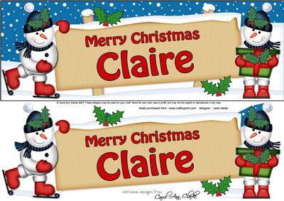 Xmas Claire Snowmen Signpost Large Dl Easicut Decoupage