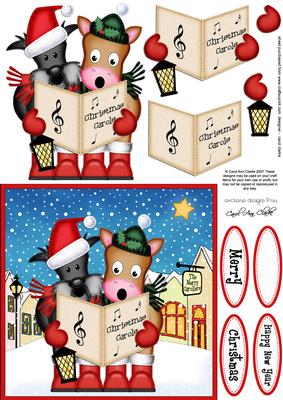 Xmas Singing Gigi & Hamish Merry Carollers 3D Decoupage