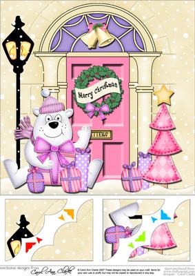 8 x 8 Ben Polar Bear Christmas Door Scalloped Topper
