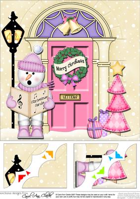 8 x 8 Singing Snowman Christmas Door Scalloped Topper