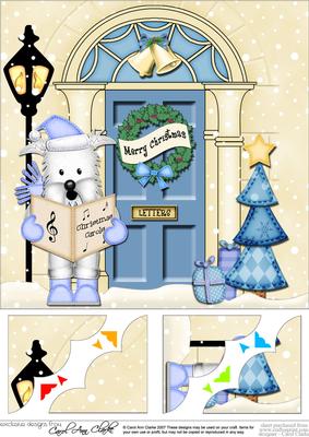8 x 8 Singing Westie Dog Christmas Door Scalloped Topper