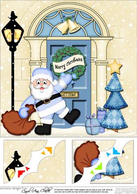 8 x 8 Singing Santa's Sack Christmas Door Scalloped Topper