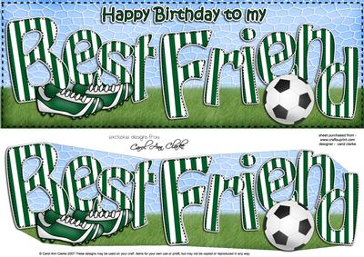 Large Dl Bithday Best Friend Football 3D Decoupage